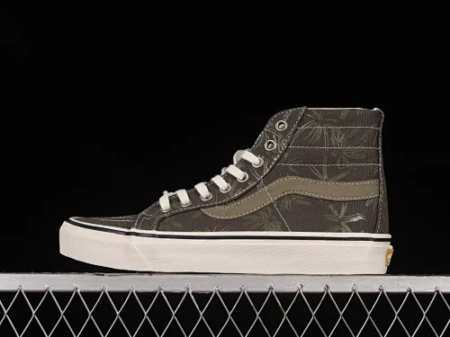 All categories Vans Vans series Vans Hi Vans high-top Vans Sk8-Hi 138 Decon Vans official black dark green palm leaf print high-top casual sneakers VN0A4UMNB73